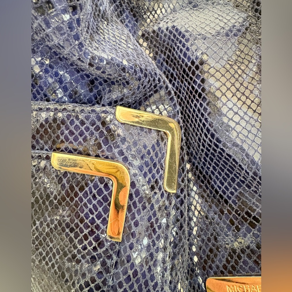 Michael Kors python embossed blue leather hobo - image 14